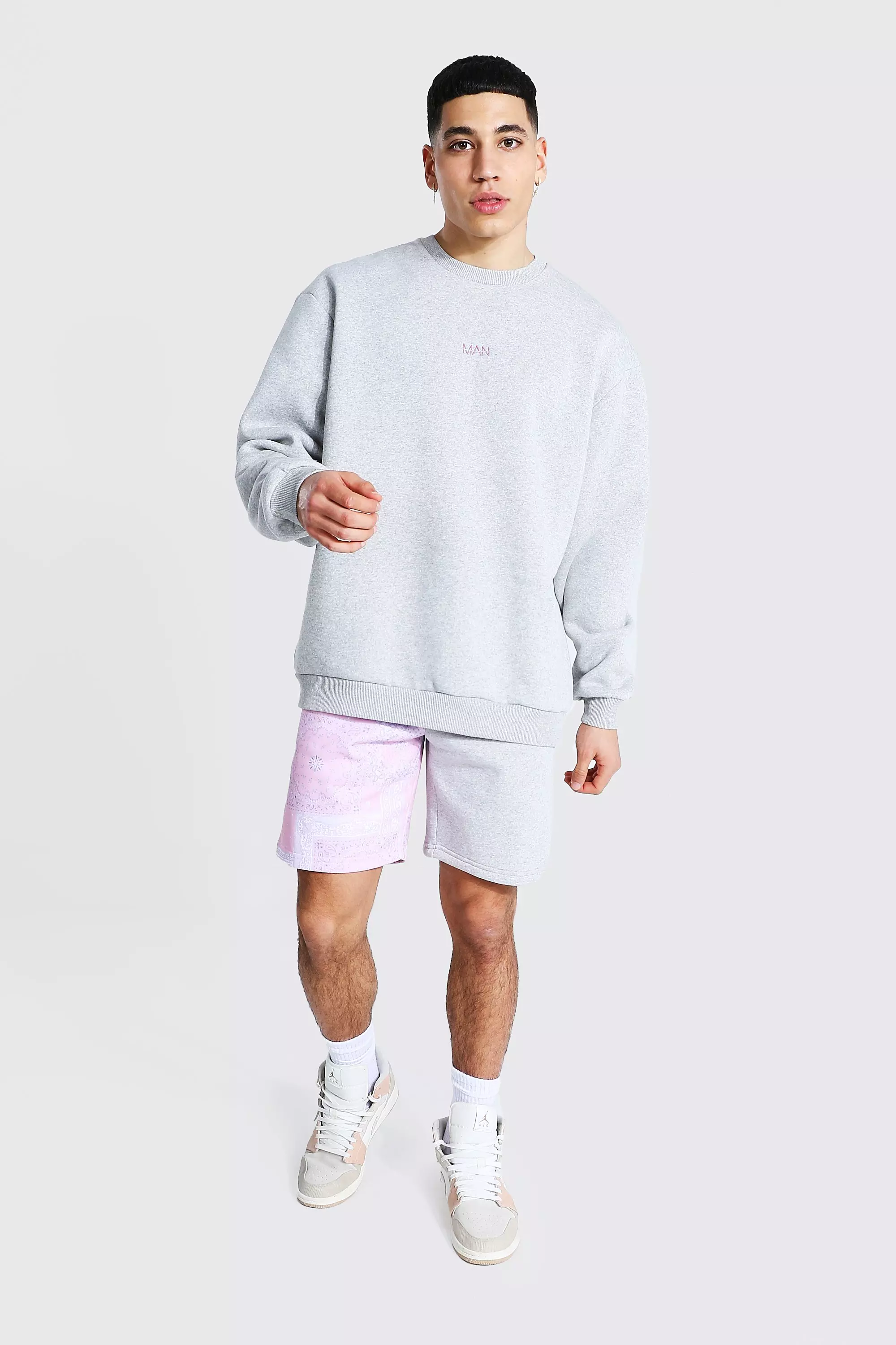 Sweatshirt and outlet shorts guy